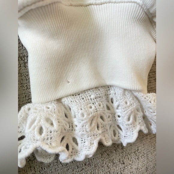 J Crew Lace Collar Crewneck White Sweatshirt Sz-M - Picture 10 of 11